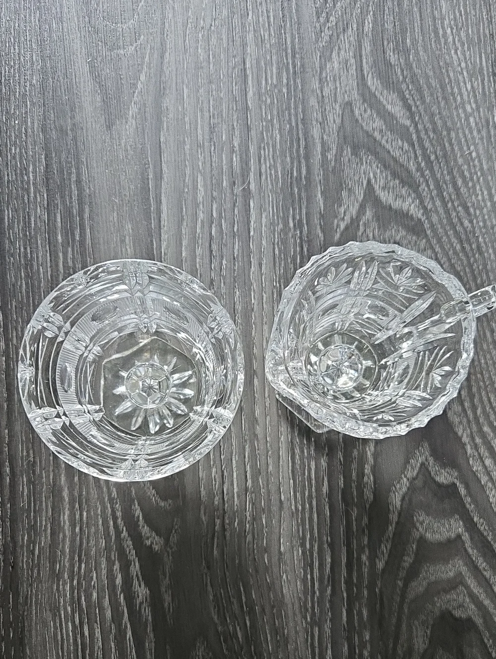 1960's Crystal Glass Sugar Bowl and Creamer Set - Clear Vintage